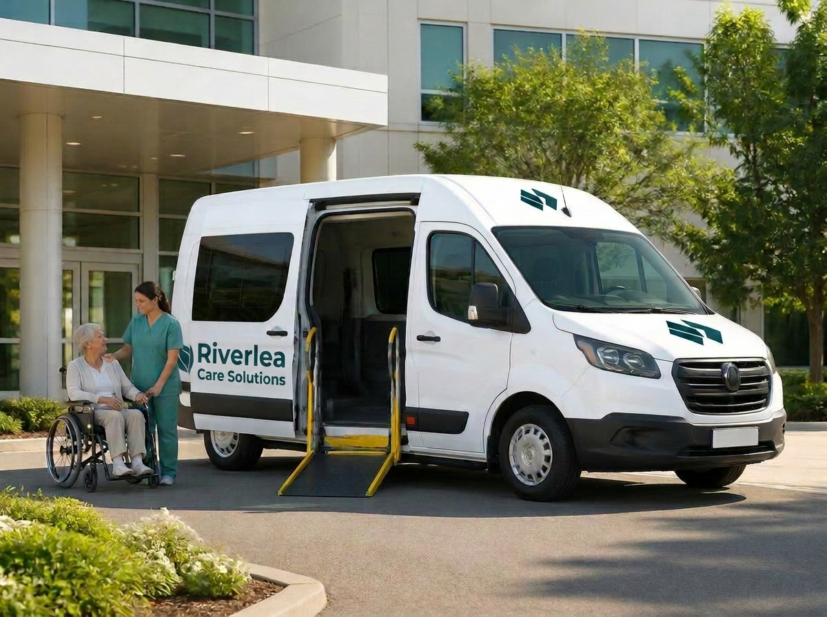 Clean, accessible transport van ready for passenger pickup